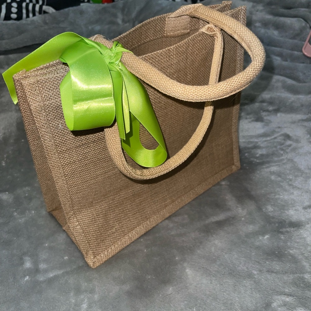 Stylish Brown Tote Bag with Green Accent